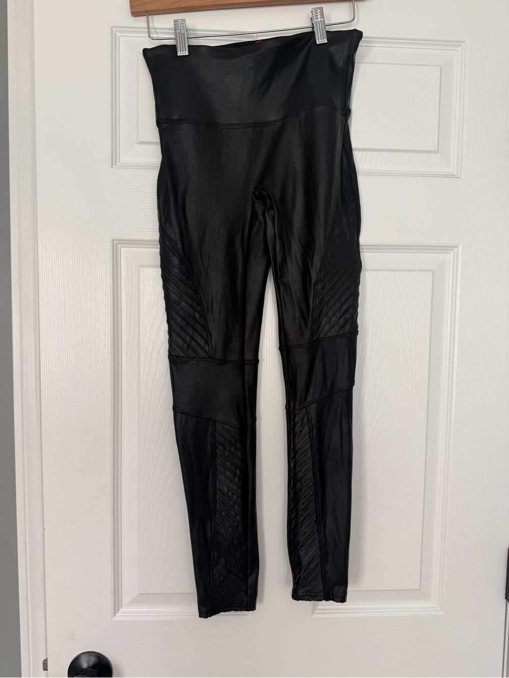 SPANX Faux Leather Moto Leggings -Sz MP